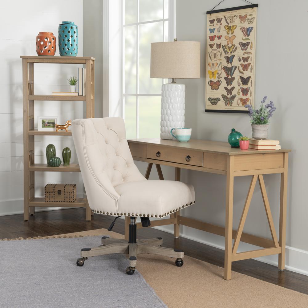 Driftwood Office Desk with Solid Eucalyptus Pine Finish, Spacious Work Surface