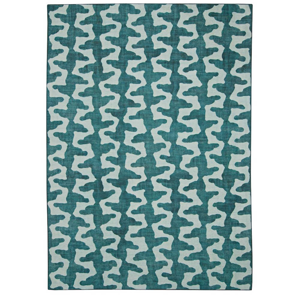 Outdoor Washable Doral Aqua & Green 7' X 9', Rug