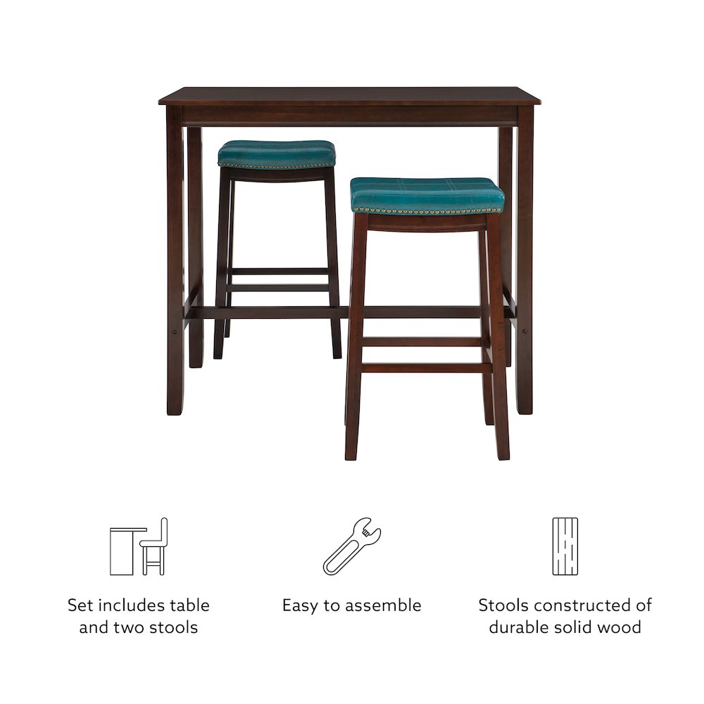 Claridge 3Pc Bar Set Brown Blue