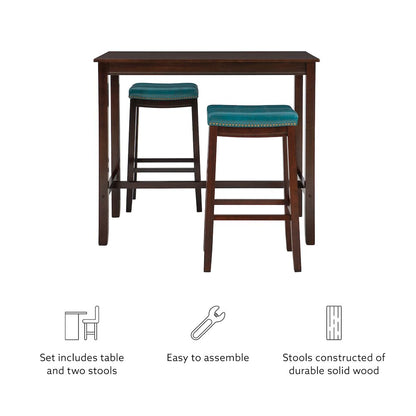 Claridge 3Pc Bar Set Brown Blue