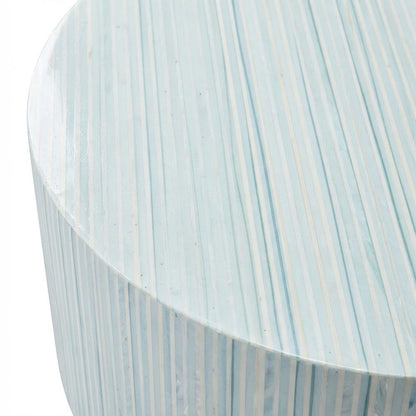 Blue wood coffee table with smooth surface and contemporary design