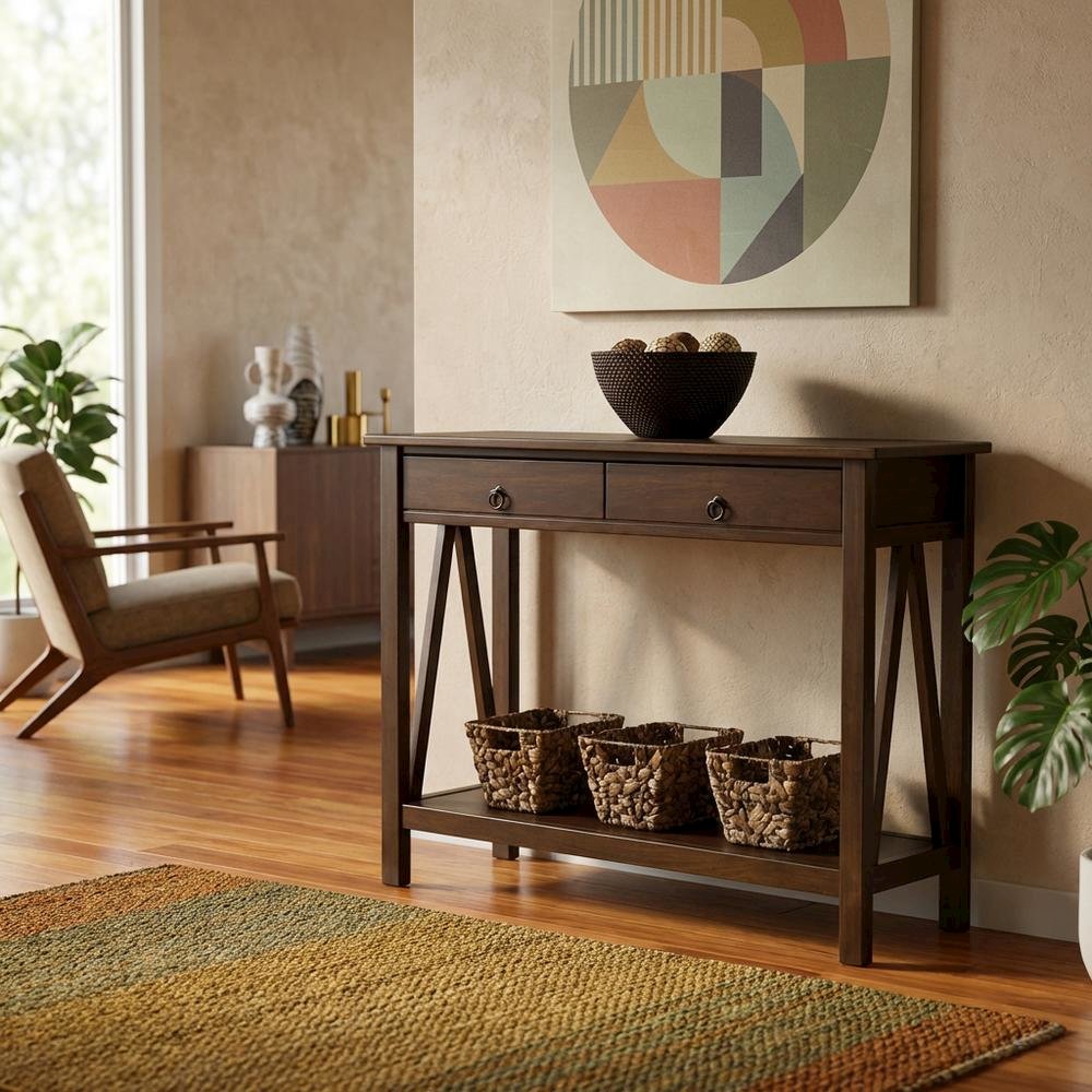 Antique Console Table with Elegant Finish for Living Room or Entryway