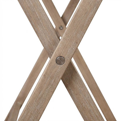 Gray Acacia Tray Table Set with Solid Wood and MDF Construction