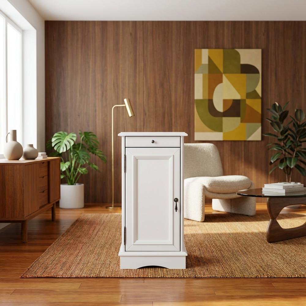 White accent table with sleek design and versatile surface for living space