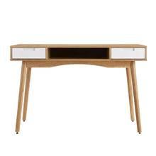 Natural wood office desk with ash veneer and sturdy frame for modern workspace