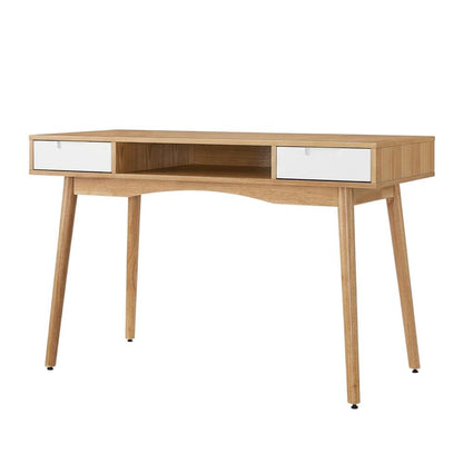 Natural wood office desk with ash veneer and sturdy frame for modern workspace