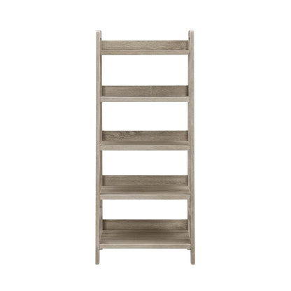 Grey Ladder Bookcase with Multi-Functional Shelving for Home Storage