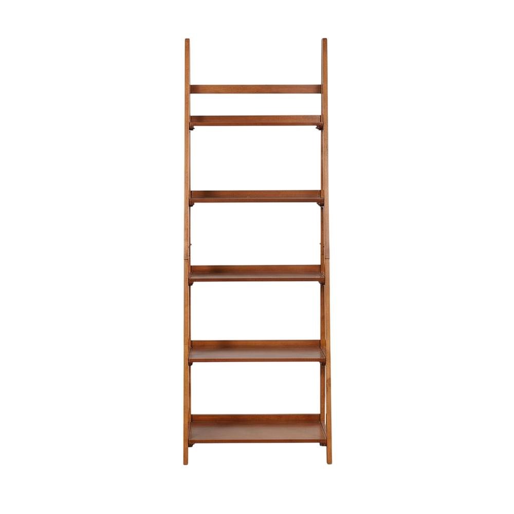 Walnut Finish Bookcase with Solid Wood and Rubberwood Construction