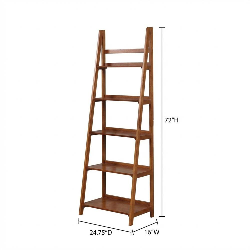 Walnut Finish Bookcase with Solid Wood and Rubberwood Construction