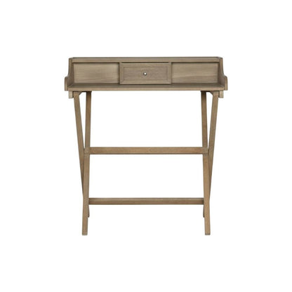 Rustic Brown Folding Office Desk With Solid Wood And Mdf Construction