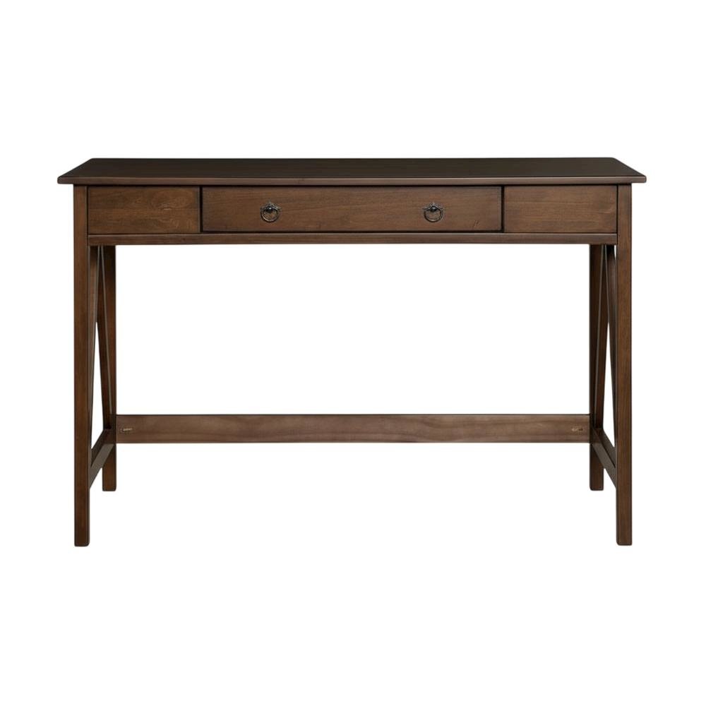 Wooden Office Desk In Antique Tobacco Finish With Solid Pine Construction