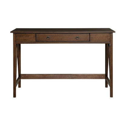 Wooden Office Desk In Antique Tobacco Finish With Solid Pine Construction