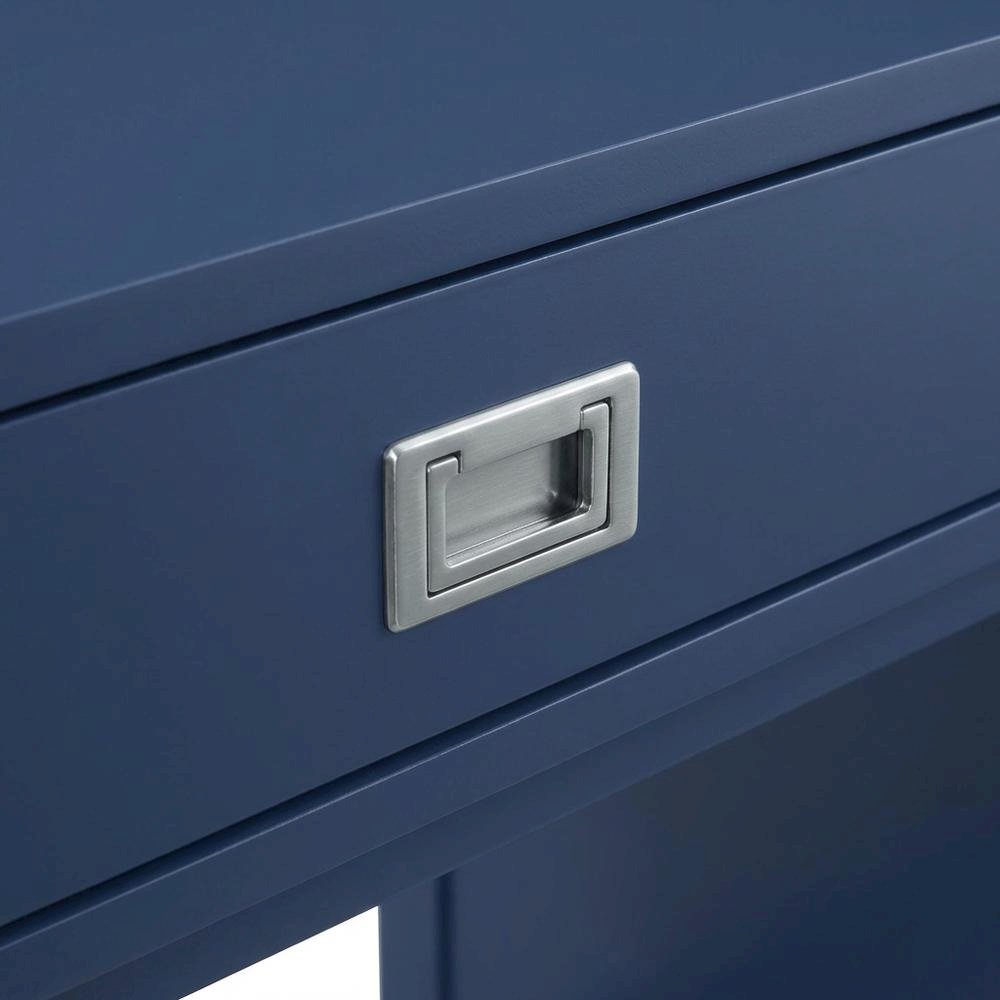 Navy Side Storage Desk with Mdf, Rubberwood, Metal Hardware for Office Use