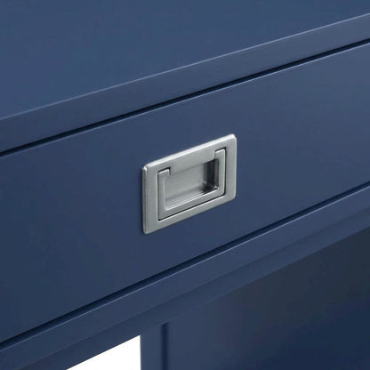 Navy Side Storage Desk with Mdf, Rubberwood, Metal Hardware for Office Use