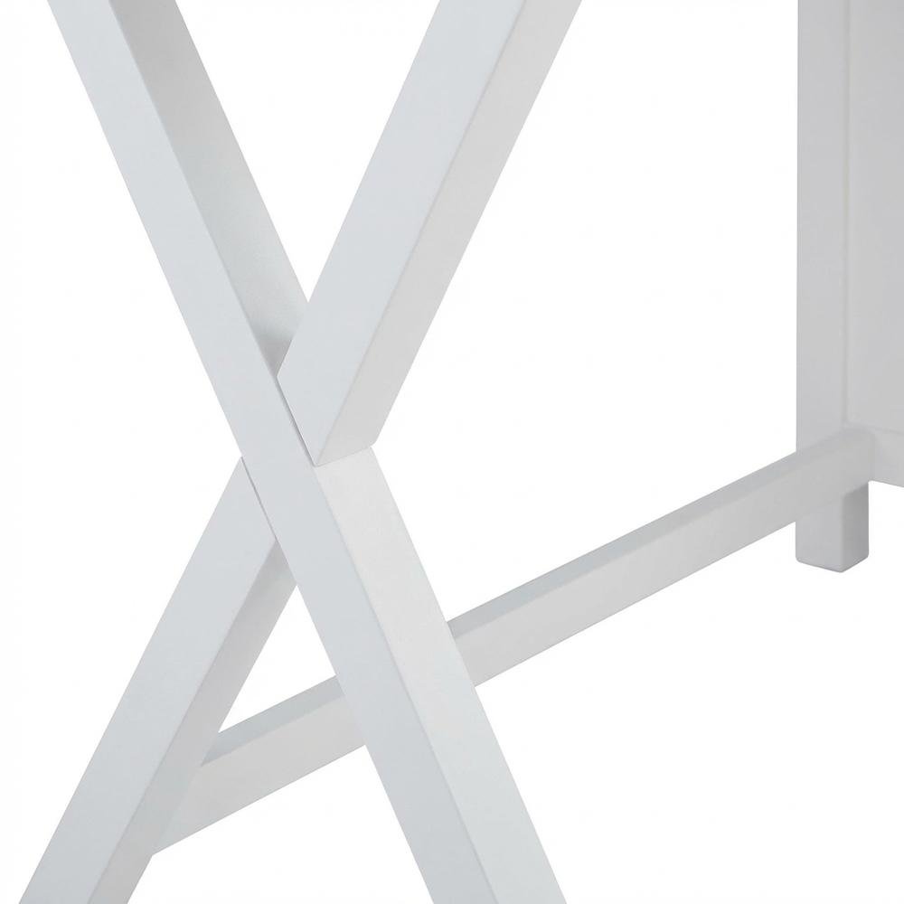 White side storage desk - metal hardware, durable MDF, rubberwood construction