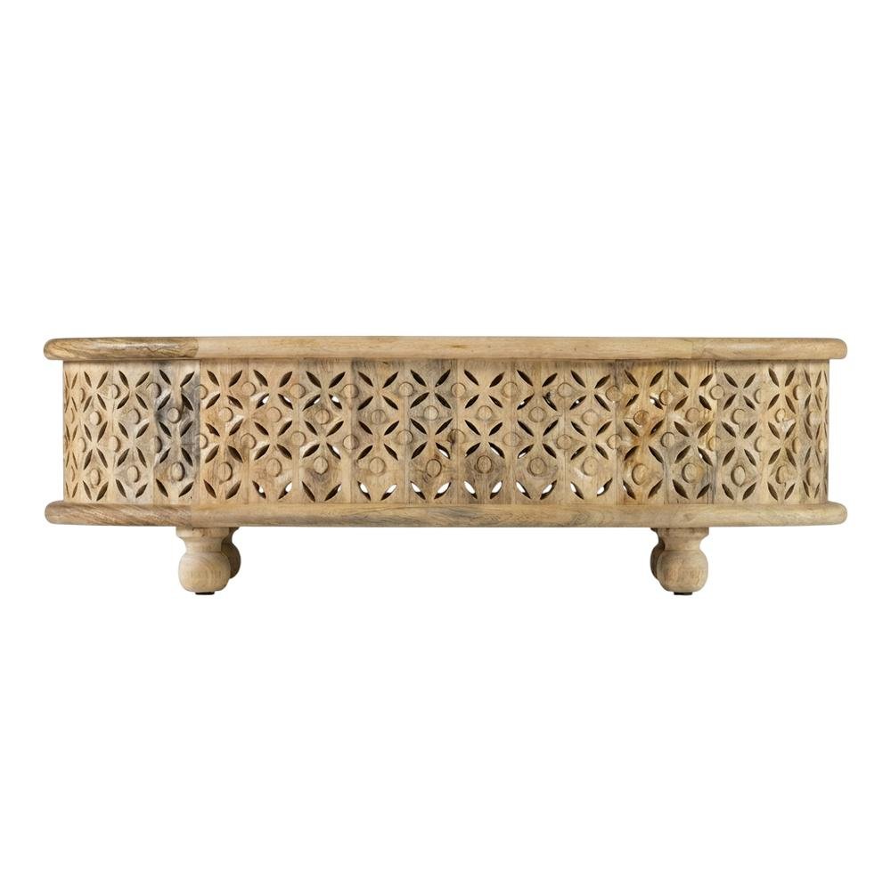 Natural Mango Wood Oval Coffee Table with Stained Finish