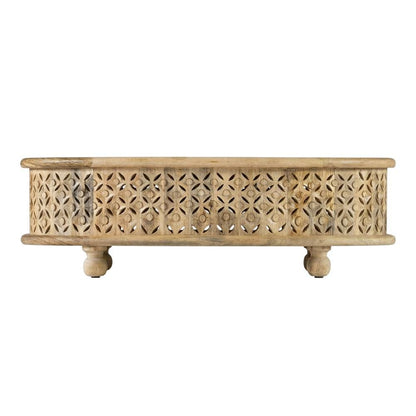 Natural Mango Wood Oval Coffee Table with Stained Finish