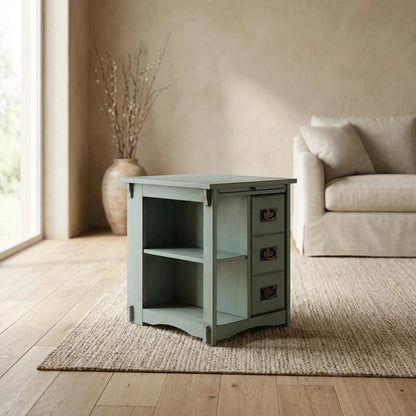 Teal, Side Table, Quality Build, Durable Wood Frame