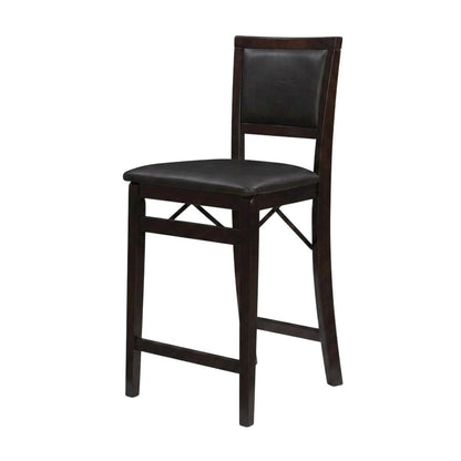 Foldable Plywood Counter Stool with Merlot Finish and Comfortable Foam Seat
