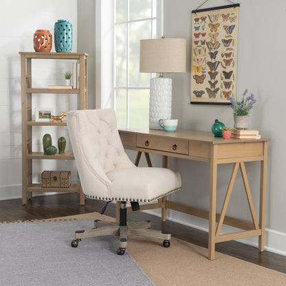 Driftwood Office Desk with Solid Eucalyptus Pine Finish, Spacious Work Surface