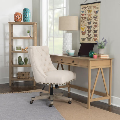 Driftwood Office Desk with Solid Eucalyptus Pine Finish, Spacious Work Surface
