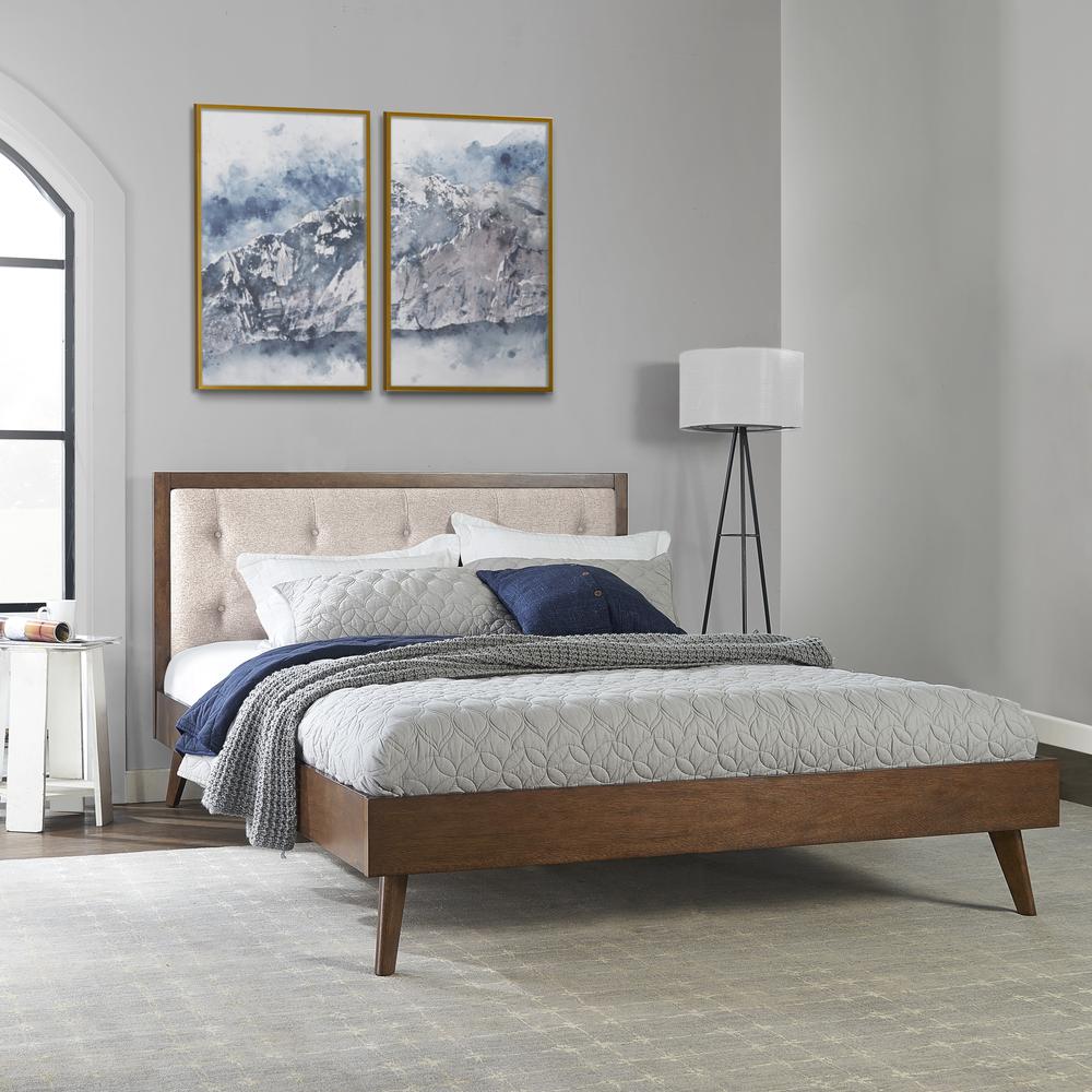 Reid Mid Century Oatmeal Platform Queen Bed