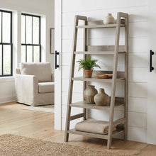 Grey Ladder Bookcase with Multi-Functional Shelving for Home Storage