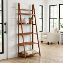 Walnut Finish Bookcase with Solid Wood and Rubberwood Construction