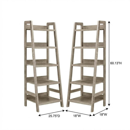 Grey Ladder Bookcase with Multi-Functional Shelving for Home Storage