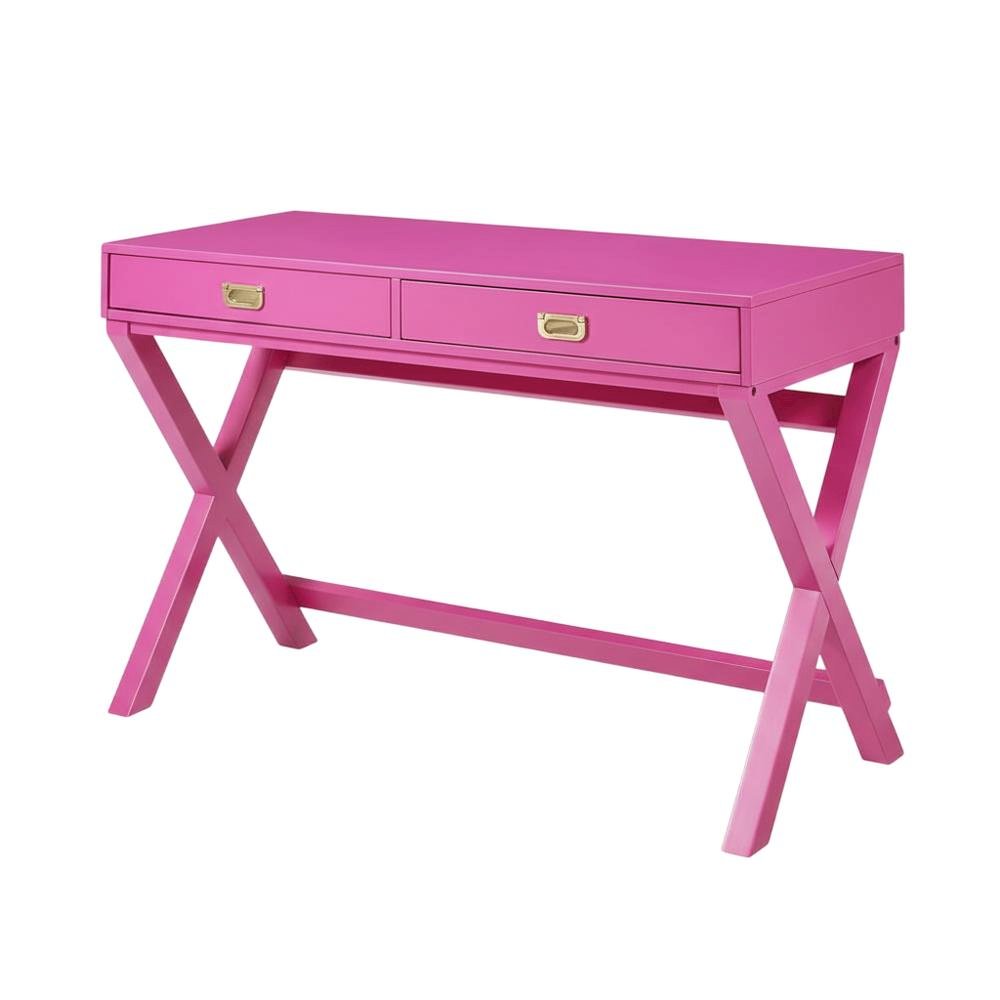 Pink Raspberry Writing Desk With Pine And Mdf Finish For Home Office