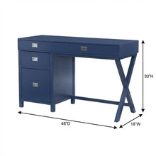 Navy Side Storage Desk with Mdf, Rubberwood, Metal Hardware for Office Use