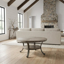 Round Coffee Table in Pewter Finish, Metal and Wood