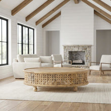 Natural Mango Wood Oval Coffee Table with Stained Finish