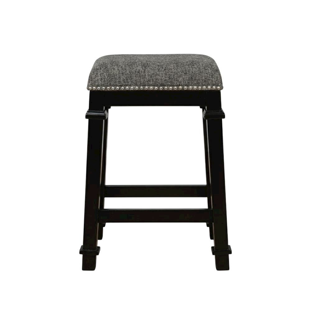 Black and White Tweed Backless Counter Stool with Wood Frame and Foam Seat