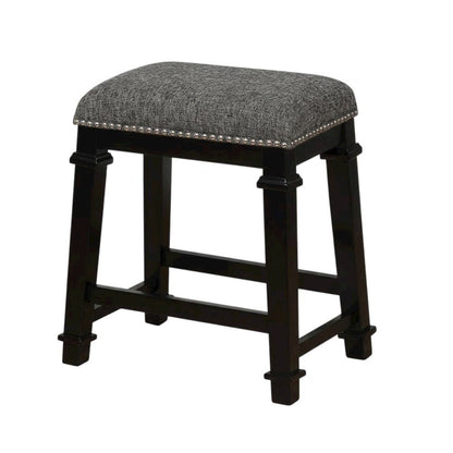 Black and White Tweed Backless Counter Stool with Wood Frame and Foam Seat
