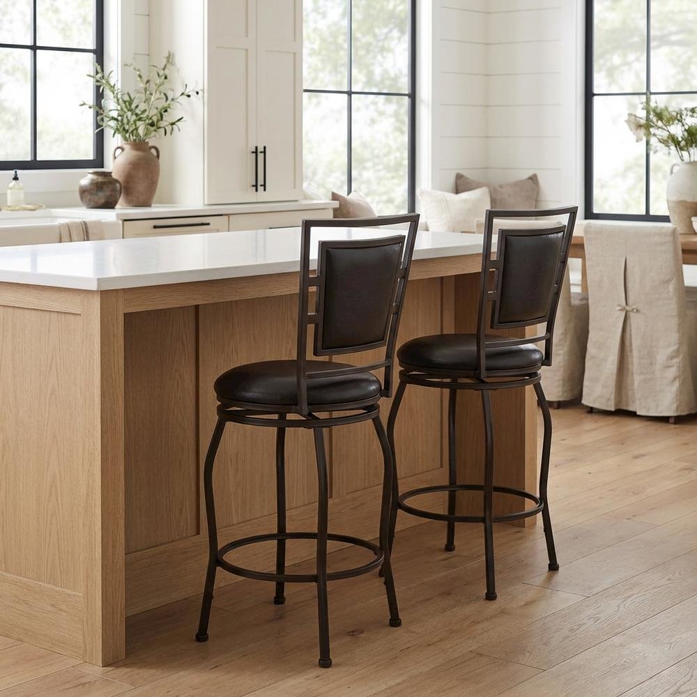 Adjustable Bar Stool Set with Metal Frame and Foam Cushioned Seats