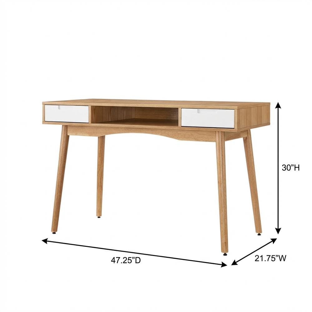 Natural wood office desk with ash veneer and sturdy frame for modern workspace