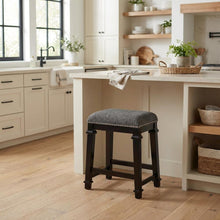Black and White Tweed Backless Counter Stool with Wood Frame and Foam Seat