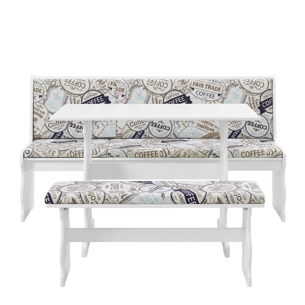 White Pine Dining Nook Set with Cushioned Benches and Corner Seat