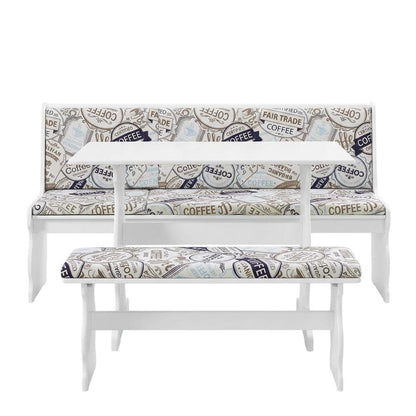 White Pine Dining Nook Set with Cushioned Benches and Corner Seat