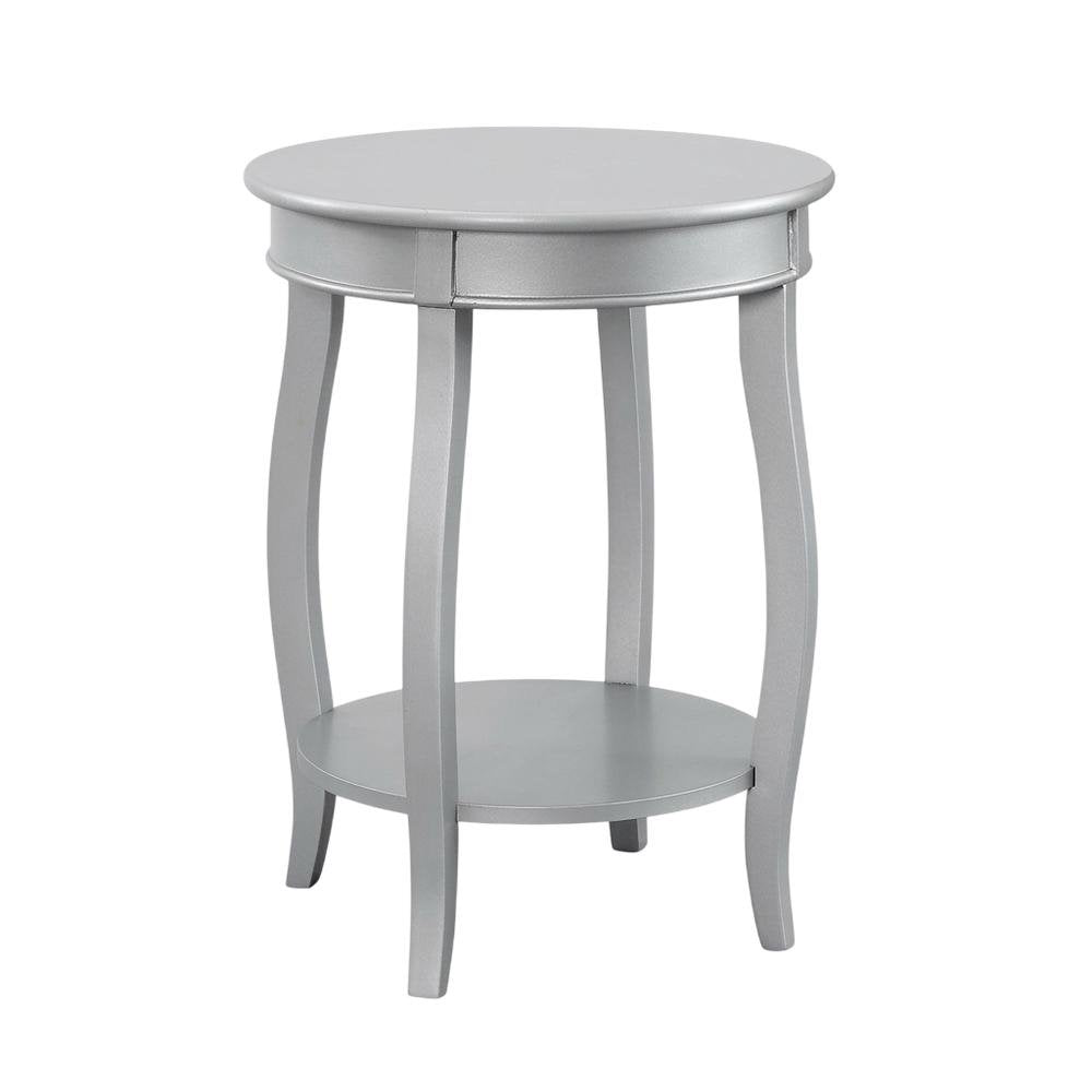 Silver Round Coffee Table with Shelf for Living Room Use