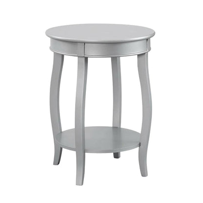 Silver Round Coffee Table with Shelf for Living Room Use