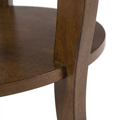Hazelnut Round Accent Table with Shelf for Living Room or Bedroom
