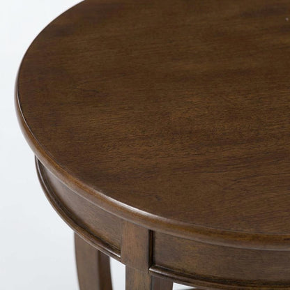 Hazelnut Round Accent Table with Shelf for Living Room or Bedroom