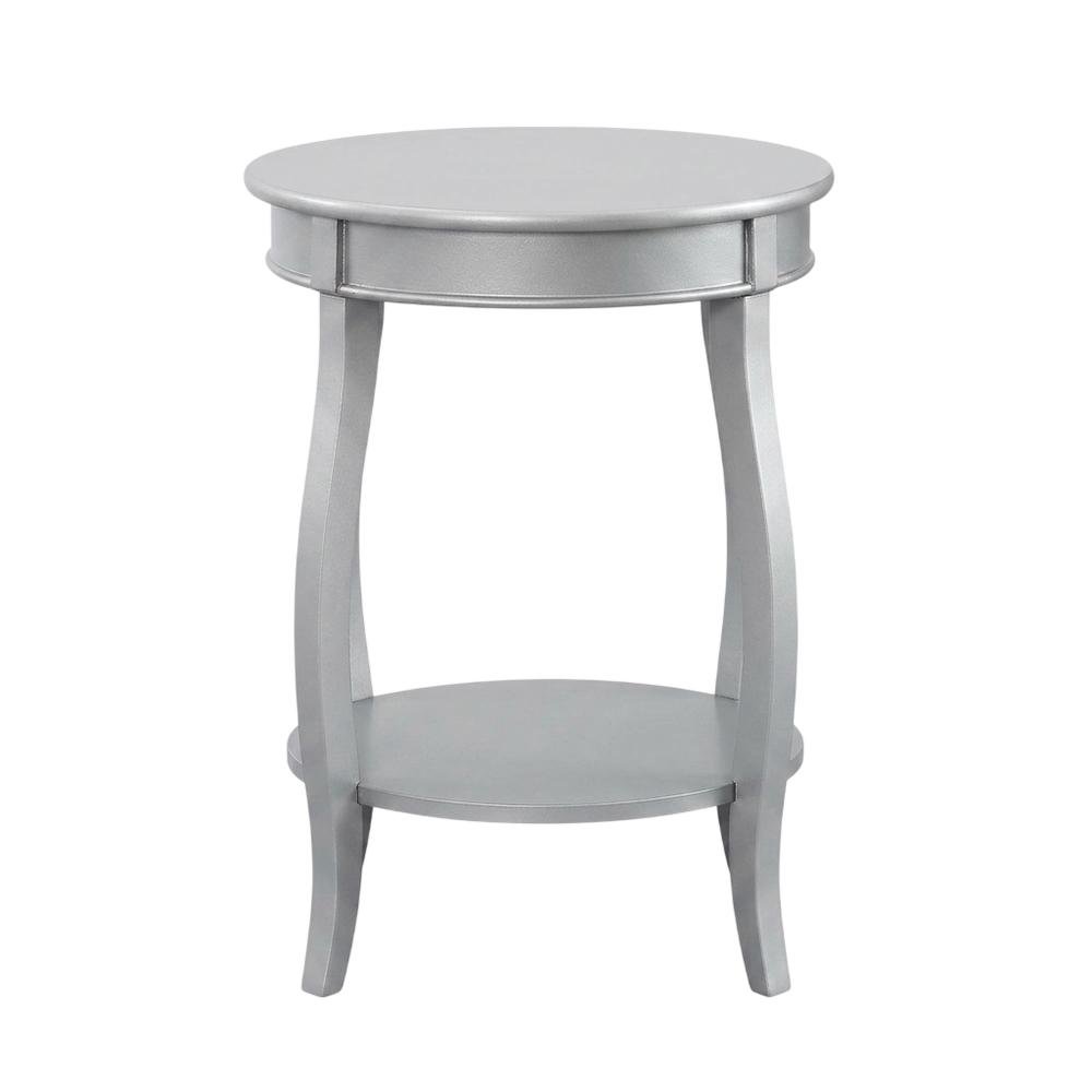 Silver Round Coffee Table with Shelf for Living Room Use