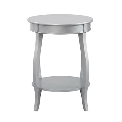 Silver Round Coffee Table with Shelf for Living Room Use