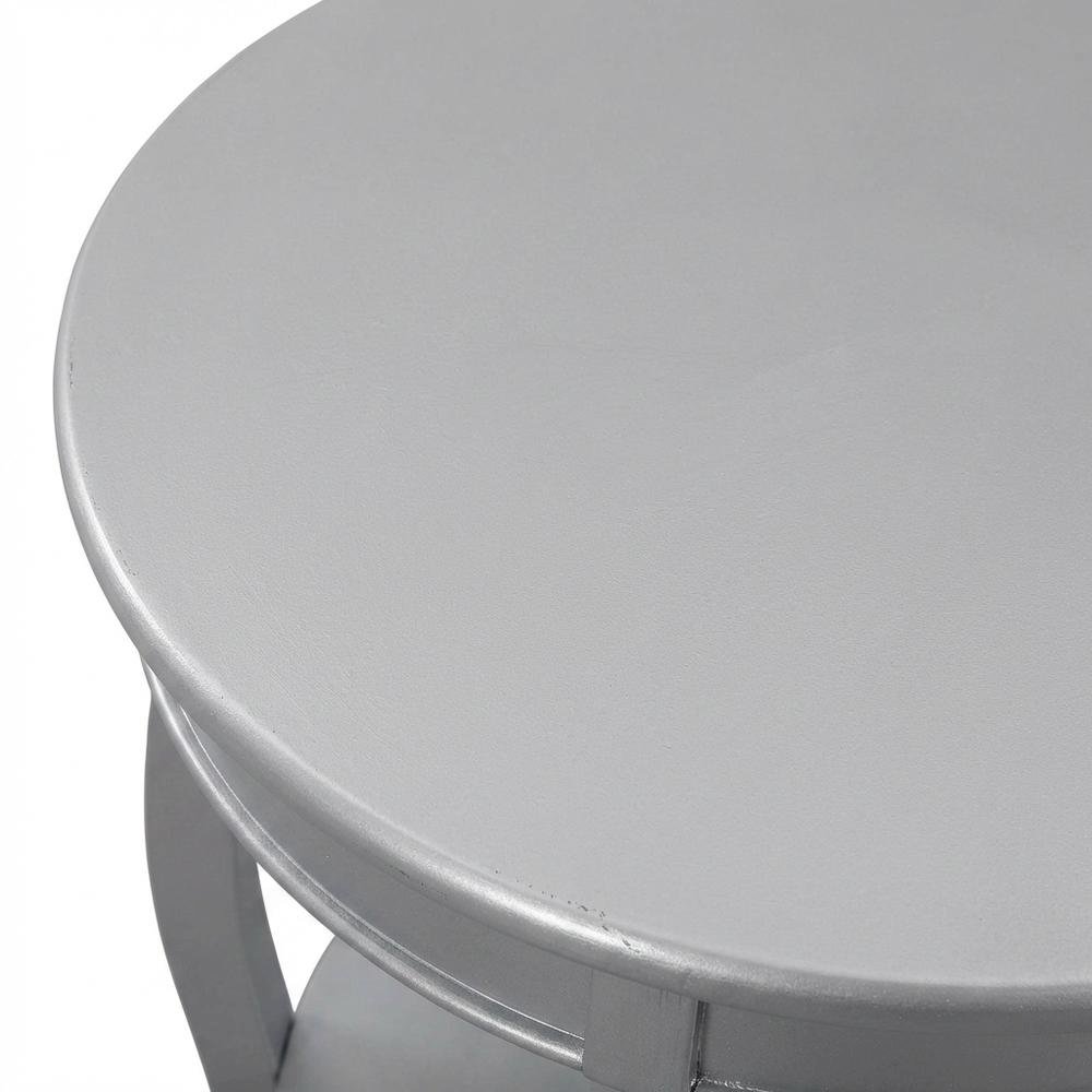 Silver Round Coffee Table with Shelf for Living Room Use