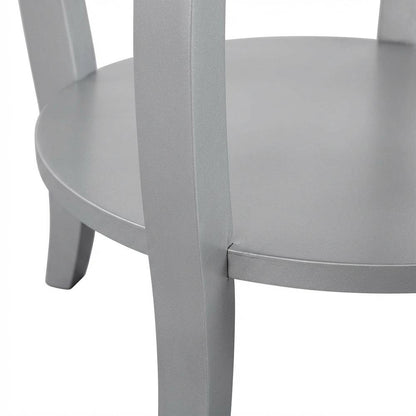Silver Round Coffee Table with Shelf for Living Room Use