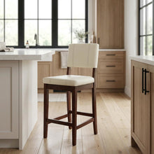 Cream Counter Stool with Rubberwood Frame and Padded Seat