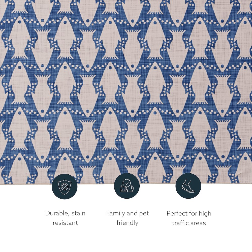 Washable Seabourne Ivory/Blue 2x8, Rug
